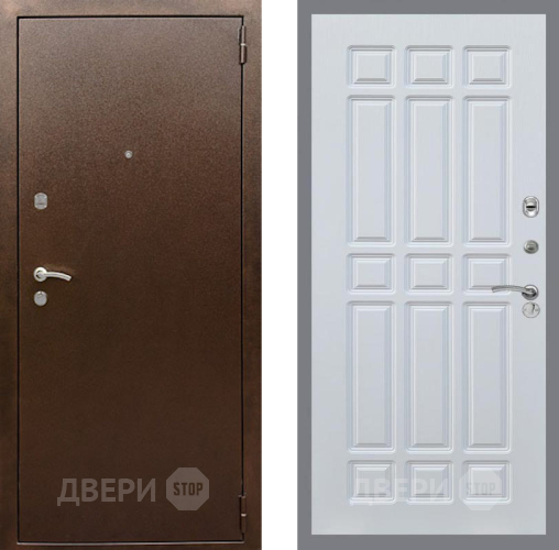 Входная металлическая Дверь Рекс (REX) 1А Медный Антик FL-33 Белый ясень в Черноголовке