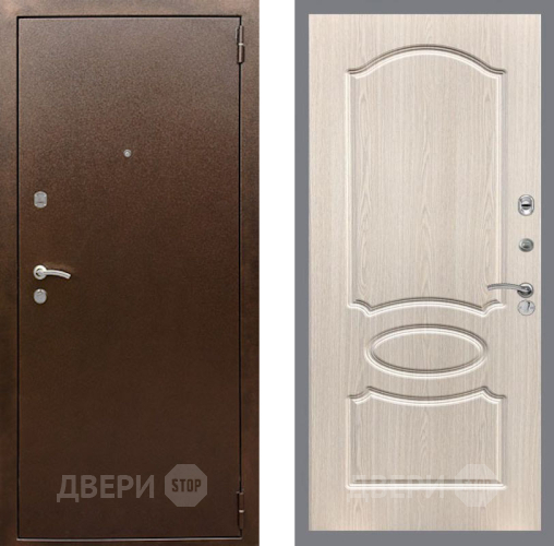 Входная металлическая Дверь Рекс (REX) 1А Медный Антик FL-128 Беленый дуб в Черноголовке