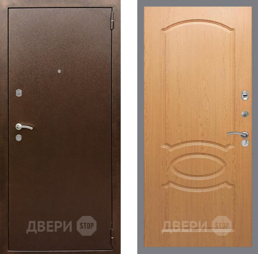 Входная металлическая Дверь Рекс (REX) 1А Медный Антик FL-128 Дуб в Черноголовке