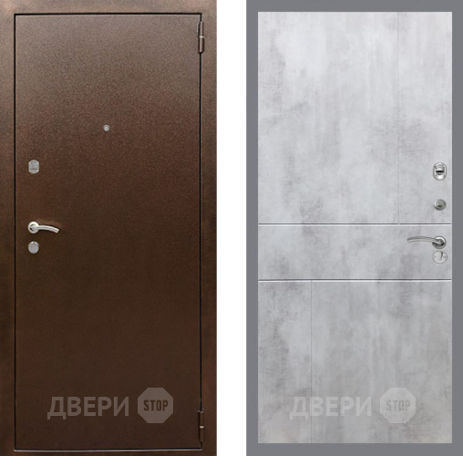 Входная металлическая Дверь Рекс (REX) 1А Медный Антик FL-290 Бетон светлый в Черноголовке