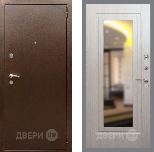 Входная металлическая Дверь Рекс (REX) 1А Медный Антик FLZ-120 Беленый дуб в Черноголовке