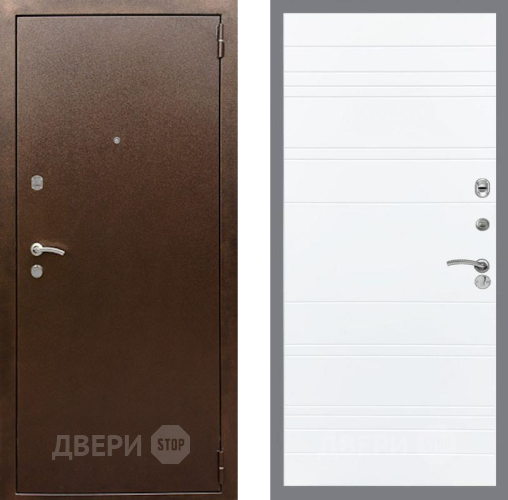 Входная металлическая Дверь Рекс (REX) 1А Медный Антик Line Силк Сноу в Черноголовке