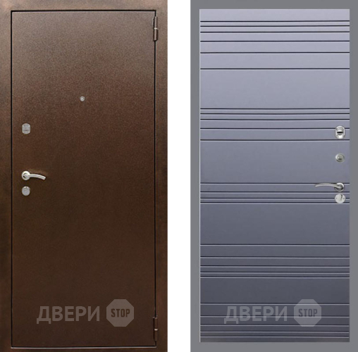 Входная металлическая Дверь Рекс (REX) 1А Медный Антик Line Силк титан в Черноголовке