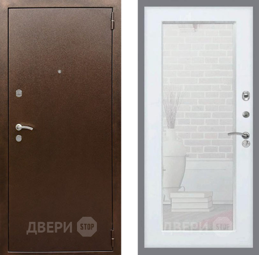 Дверь Рекс (REX) 1А Медный Антик Зеркало Пастораль Белый ясень в Черноголовке