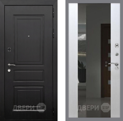 Входная металлическая Дверь Рекс (REX) 6 Венге СБ-16 Зеркало Белый ясень в Черноголовке