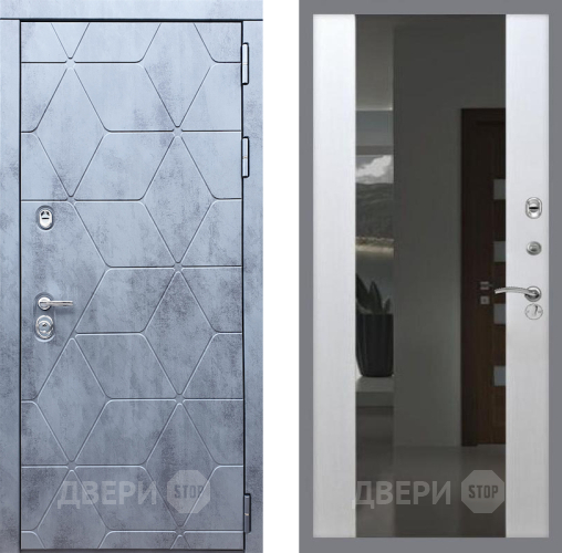 Входная металлическая Дверь Рекс (REX) 28 СБ-16 Зеркало Белый ясень в Черноголовке