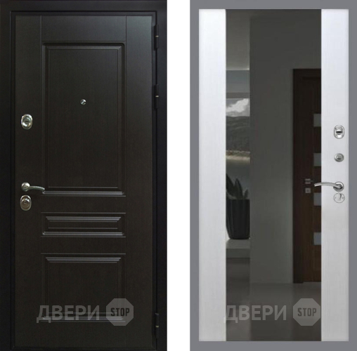 Дверь Рекс (REX) Премиум-Н СБ-16 Зеркало Белый ясень в Черноголовке