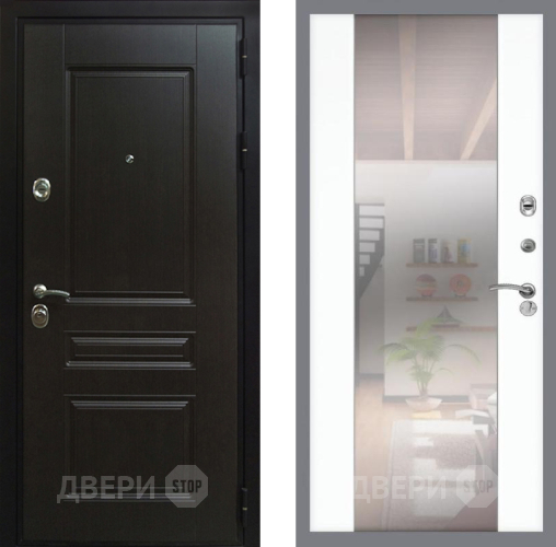 Входная металлическая Дверь Рекс (REX) Премиум-Н СБ-16 Зеркало Силк Сноу в Черноголовке
