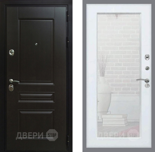 Дверь Рекс (REX) Премиум-Н Зеркало Пастораль Белый ясень в Черноголовке