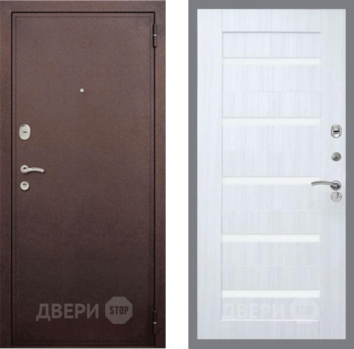 Входная металлическая Дверь Рекс (REX) 2 Медный Антик СБ-14 стекло белое Сандал белый в Черноголовке