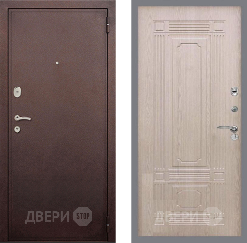 Входная металлическая Дверь Рекс (REX) 2 Медный Антик FL-2 Беленый дуб в Черноголовке