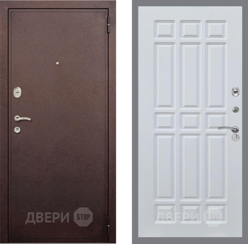 Дверь Рекс (REX) 2 Медный Антик FL-33 Белый ясень в Черноголовке