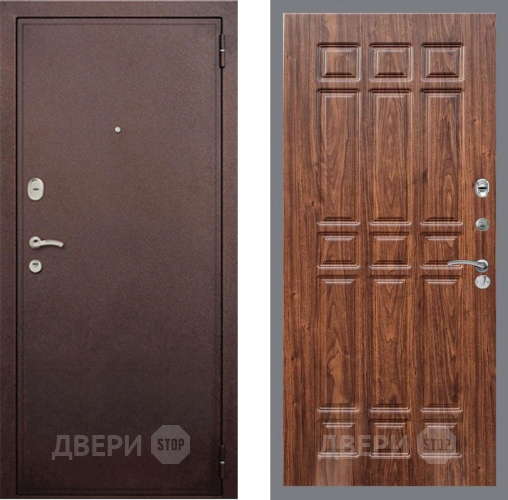 Входная металлическая Дверь Рекс (REX) 2 Медный Антик FL-33 орех тисненый в Черноголовке