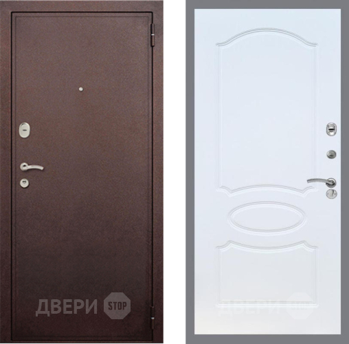 Входная металлическая Дверь Рекс (REX) 2 Медный Антик FL-128 Белый ясень в Черноголовке