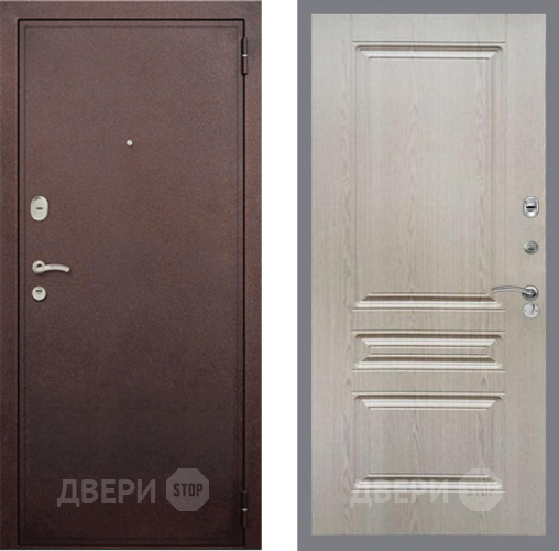 Входная металлическая Дверь Рекс (REX) 2 Медный Антик FL-243 Беленый дуб в Черноголовке