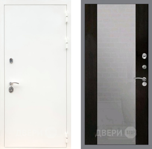 Дверь Рекс (REX) 5 Белая Шагрень СБ-16 Зеркало Венге в Черноголовке