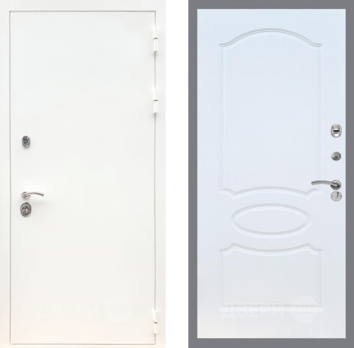 Входная металлическая Дверь Рекс (REX) 5 Белая Шагрень FL-128 Белый ясень в Черноголовке