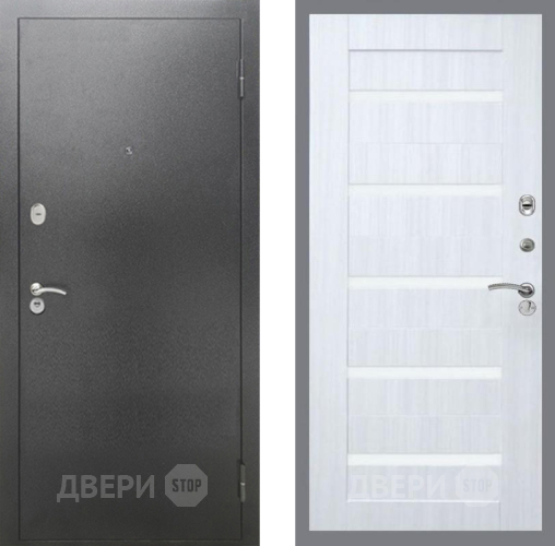 Дверь Рекс (REX) 2А Серебро Антик СБ-14 стекло белое Сандал белый в Черноголовке