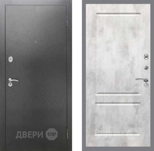 Входная металлическая Дверь Рекс (REX) 2А Серебро Антик FL-117 Бетон светлый в Черноголовке