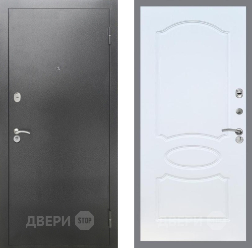 Входная металлическая Дверь Рекс (REX) 2А Серебро Антик FL-128 Белый ясень в Черноголовке