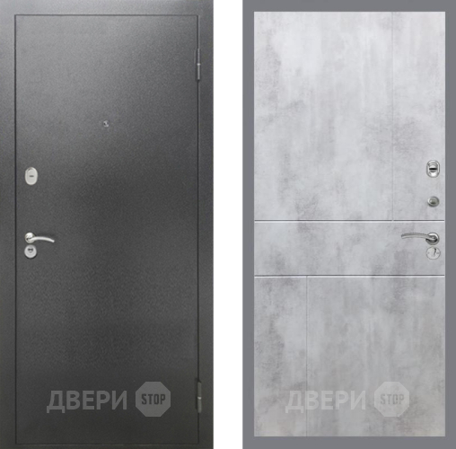 Входная металлическая Дверь Рекс (REX) 2А Серебро Антик FL-290 Бетон светлый в Черноголовке