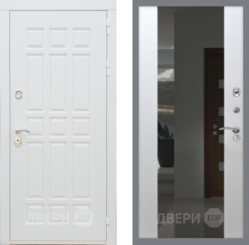 Входная металлическая Дверь Рекс (REX) 8 Силк Сноу СБ-16 с Зеркалом Лиственница беж в Черноголовке