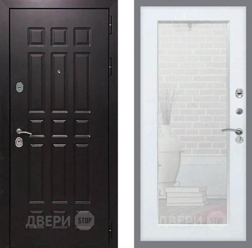 Входная металлическая Дверь Рекс (REX) 8 Зеркало Пастораль Белый ясень в Черноголовке