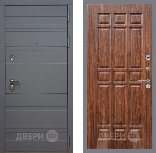 Входная металлическая Дверь Рекс (REX) 14 силк титан FL-33 орех тисненый в Черноголовке