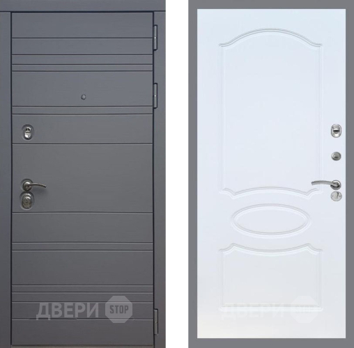 Входная металлическая Дверь Рекс (REX) 14 силк титан FL-128 Белый ясень в Черноголовке