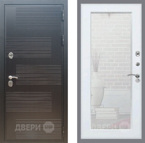 Входная металлическая Дверь Рекс (REX) премиум 185 Зеркало Пастораль Белый ясень в Черноголовке