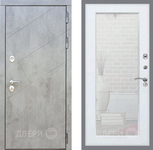 Входная металлическая Дверь Рекс (REX) 22 Зеркало Пастораль Белый ясень в Черноголовке