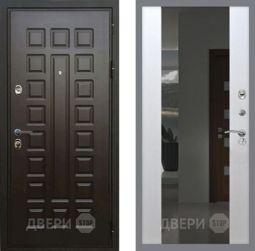 Дверь Рекс (REX) Премиум 3к СБ-16 Зеркало Белый ясень в Черноголовке