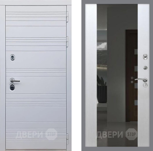 Входная металлическая Дверь Рекс (REX) 14 Силк Сноу СБ-16 с Зеркалом Лиственница беж в Черноголовке