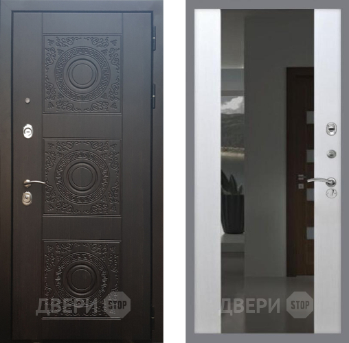 Входная металлическая Дверь Рекс (REX) 10 СБ-16 Зеркало Белый ясень в Черноголовке