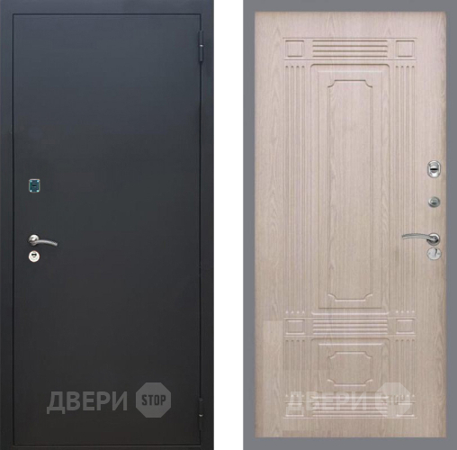 Входная металлическая Дверь Рекс (REX) 1A Черный Муар FL-2 Беленый дуб в Черноголовке