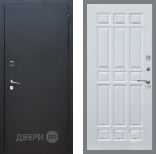 Входная металлическая Дверь Рекс (REX) 1A Черный Муар FL-33 Белый ясень в Черноголовке