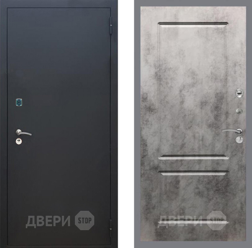Входная металлическая Дверь Рекс (REX) 1A Черный Муар FL-117 Бетон темный в Черноголовке