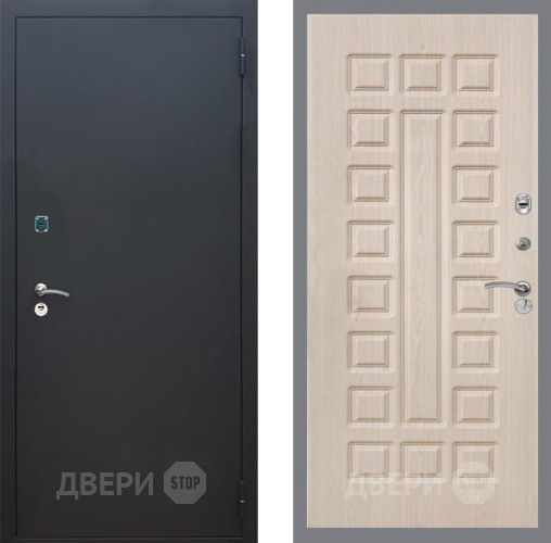 Входная металлическая Дверь Рекс (REX) 1A Черный Муар FL-183 Беленый дуб в Черноголовке