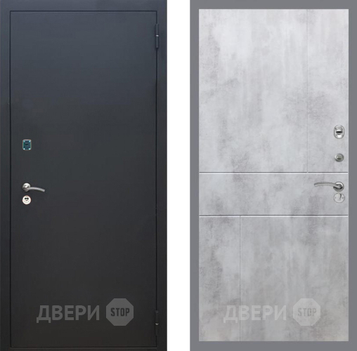 Входная металлическая Дверь Рекс (REX) 1A Черный Муар FL-290 Бетон светлый в Черноголовке