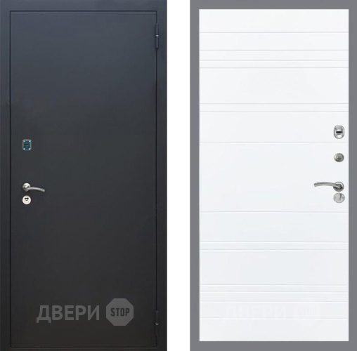 Входная металлическая Дверь Рекс (REX) 1A Черный Муар Line Силк Сноу в Черноголовке