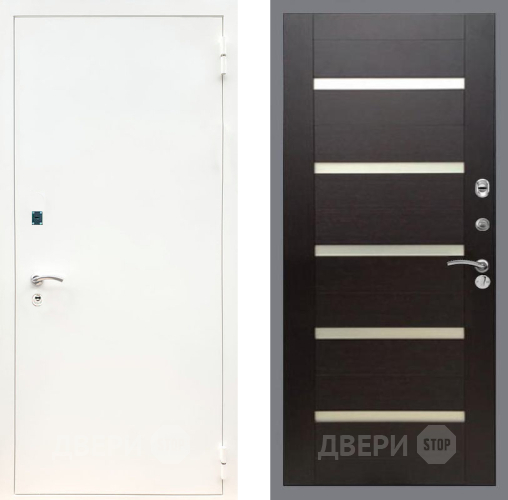 Входная металлическая Дверь Рекс (REX) 1А Белая шагрень СБ-14 стекло белое венге поперечный в Черноголовке