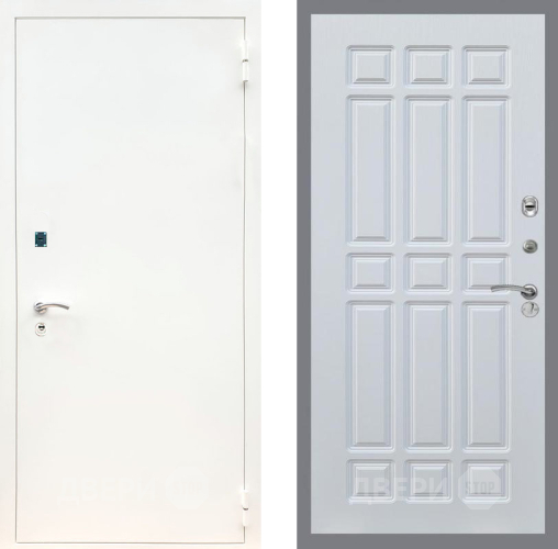 Входная металлическая Дверь Рекс (REX) 1А Белая шагрень FL-33 Белый ясень в Черноголовке