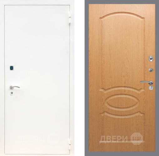 Входная металлическая Дверь Рекс (REX) 1А Белая шагрень FL-128 Дуб в Черноголовке