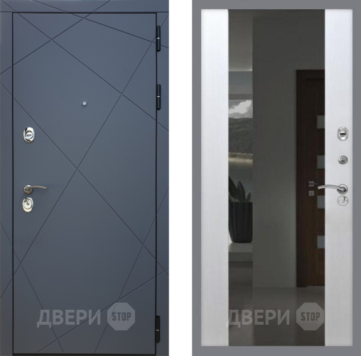 Входная металлическая Дверь Рекс (REX) 13 Силк Титан СБ-16 с Зеркалом Лиственница беж в Черноголовке