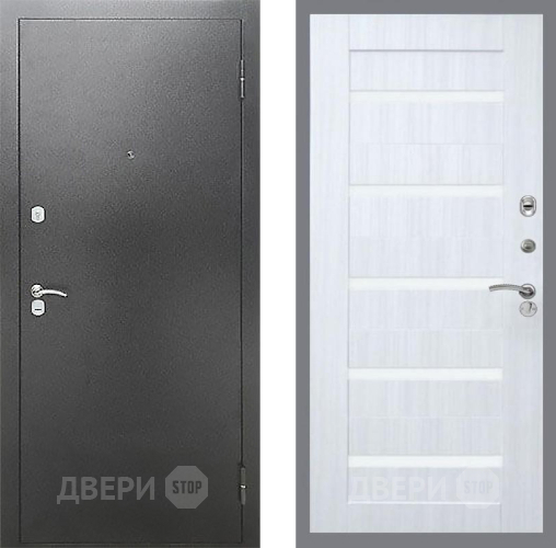 Входная металлическая Дверь Рекс (REX) Сити СБ-14 стекло белое Сандал белый в Черноголовке