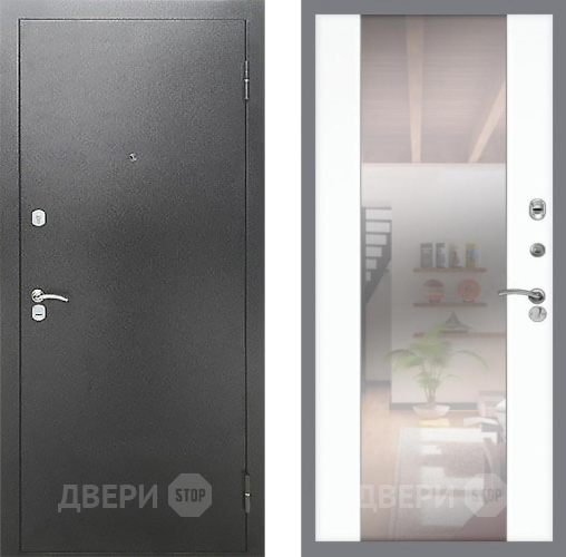 Входная металлическая Дверь Рекс (REX) Сити СБ-16 Зеркало Силк Сноу в Черноголовке