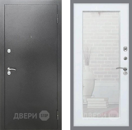 Входная металлическая Дверь Рекс (REX) Сити Зеркало Пастораль Белый ясень в Черноголовке