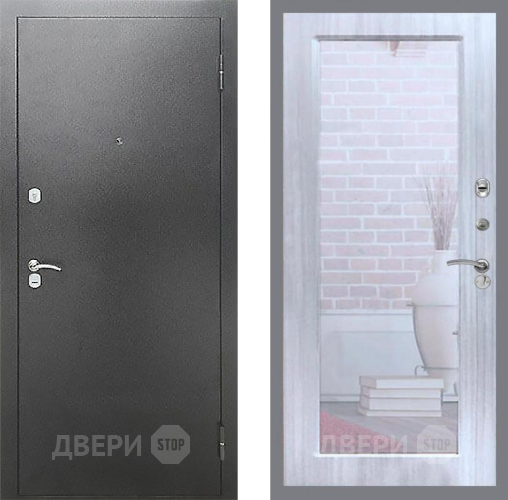 Входная металлическая Дверь Рекс (REX) Сити Зеркало Пастораль Сандал белый в Черноголовке