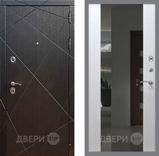Входная металлическая Дверь Рекс (REX) 13 Венге СБ-16 Зеркало Белый ясень в Черноголовке