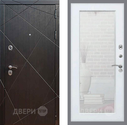 Входная металлическая Дверь Рекс (REX) 13 Венге Зеркало Пастораль Белый ясень в Черноголовке